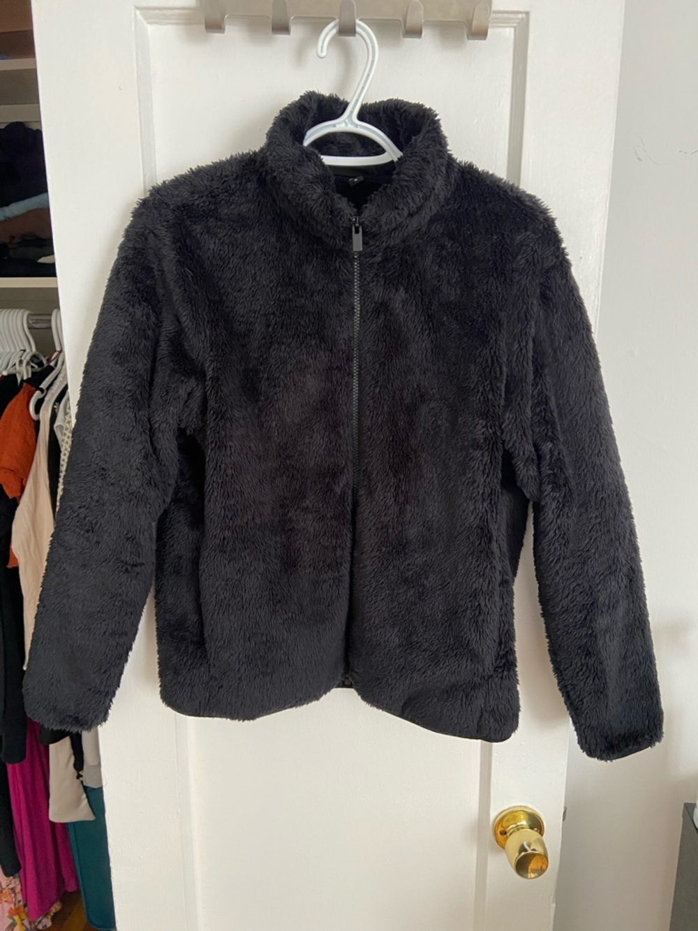 Uniqlo Black Faux Fur Zip-Up Jacket
